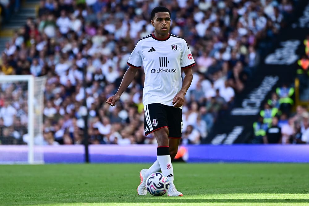 Fulham midfielder Shea Charles (19) on the ball during the Premier League match between Fulham and Crystal Palace at Craven Cottage, London, UK on 5 September 2026.