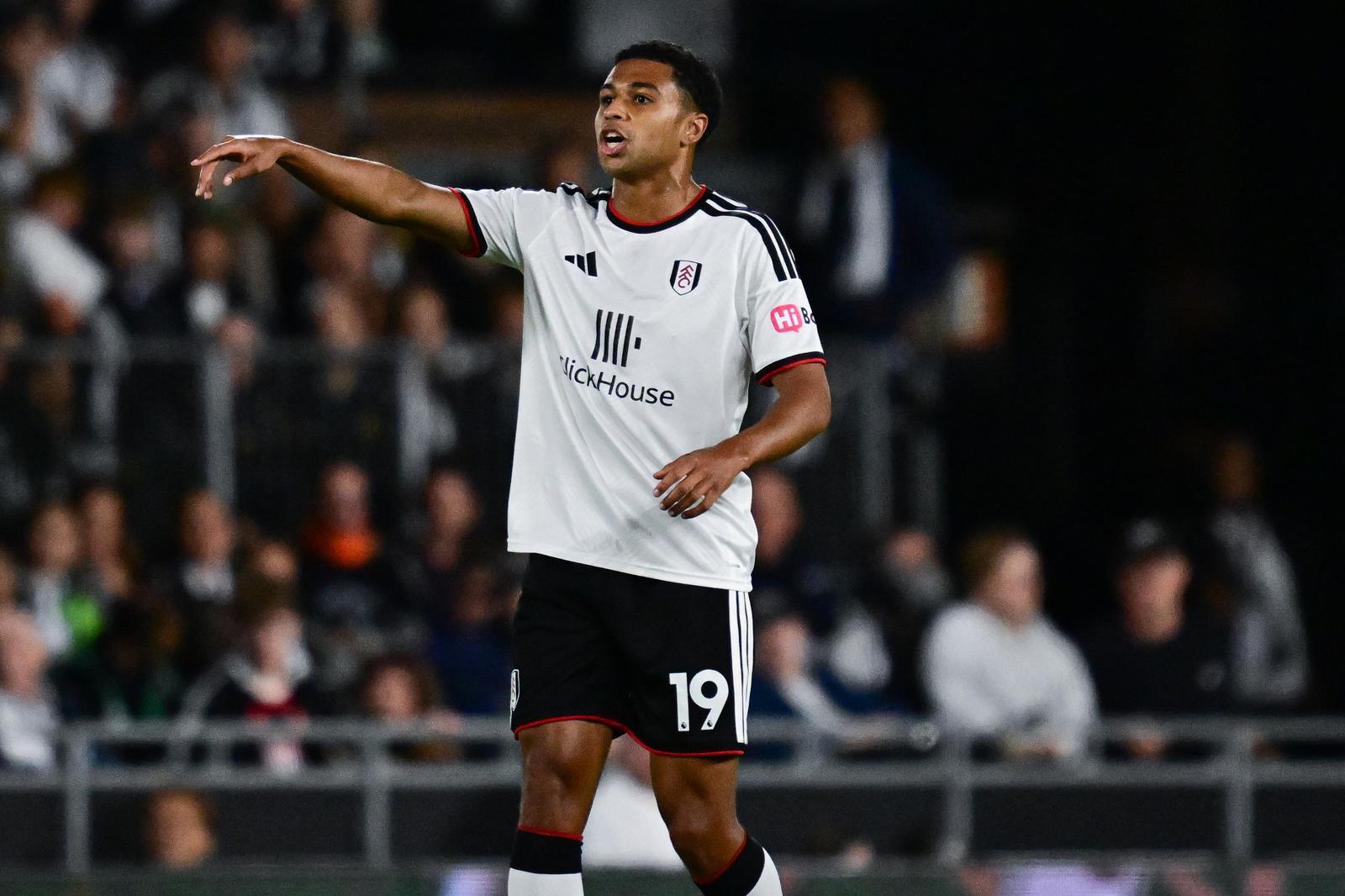 Fulham midfielder Shea Charles (19) during the Premier League match between Fulham and Chelsea at Craven Cottage, London, UK on 24 August 2026.